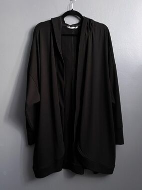 Active Zone Plus Size 4X Black Hooded Open Front Cardigan Jacket